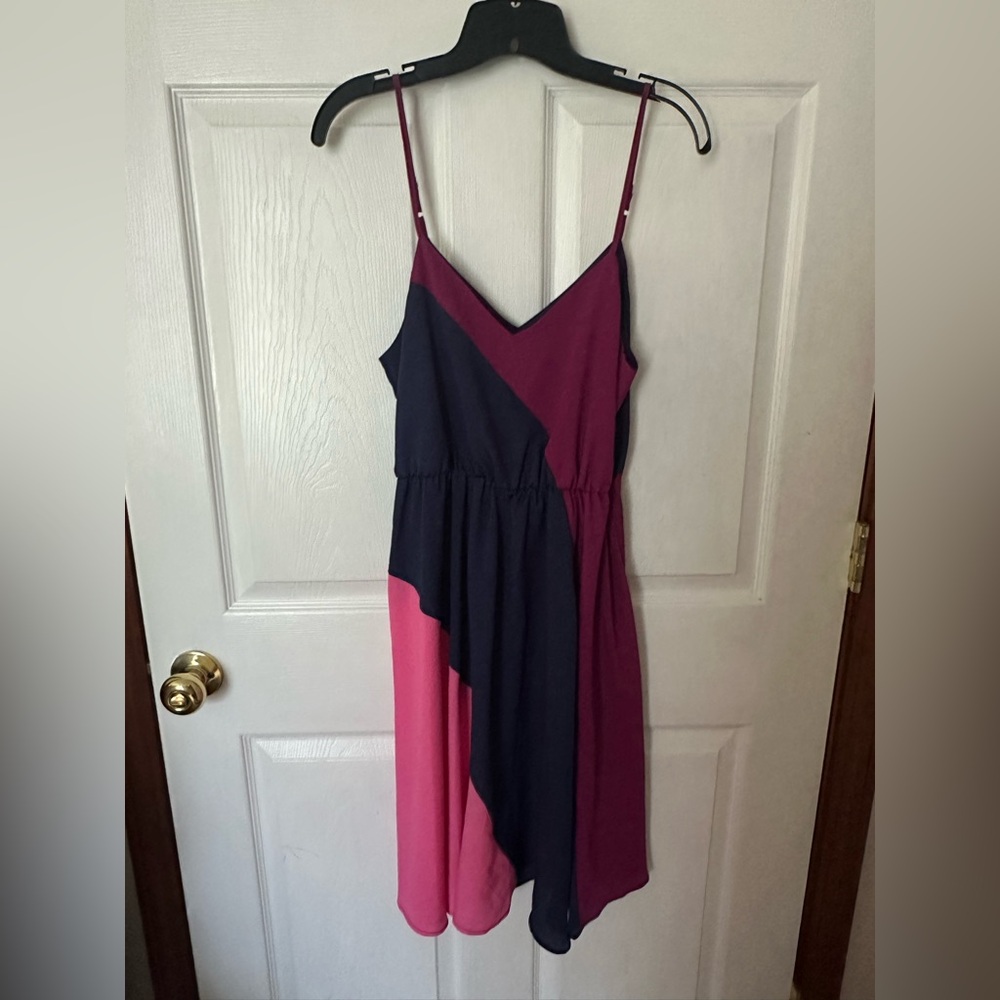 Monteau Spaghetti Strap V Neck Color Block Dress